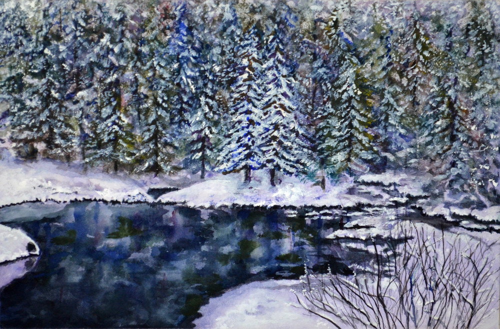 Snow And Cold Still Water Art | Sharon Bacal - Fine Art