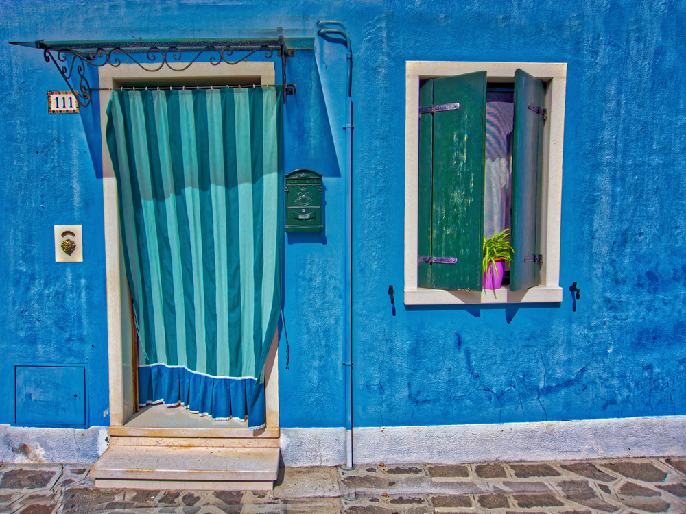 Burano Blue Front Door Photography Art | zoeimagery.XYZ
