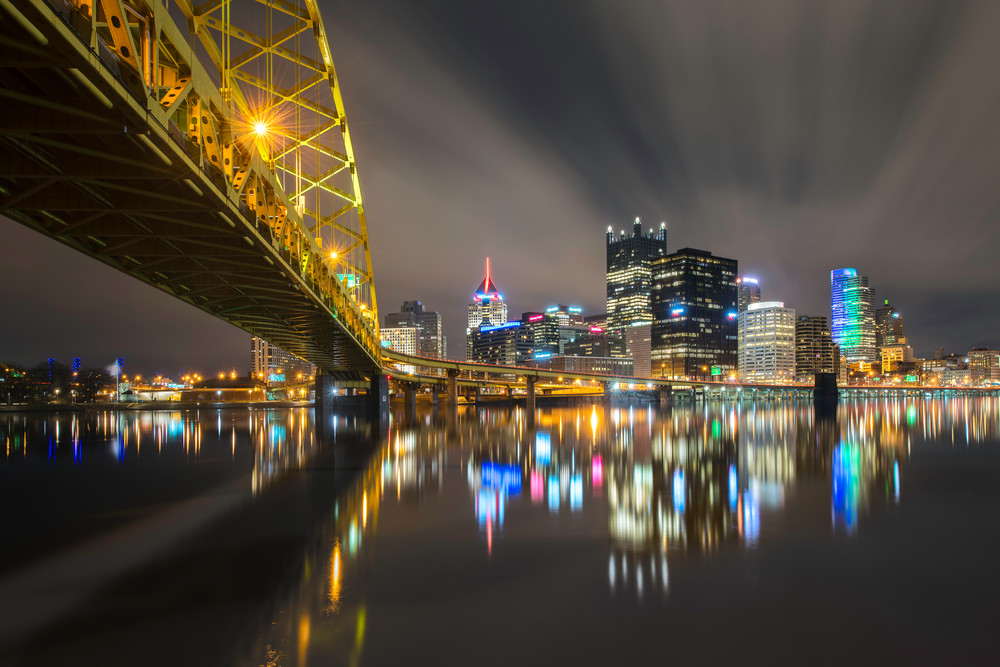 Fort Night Bridge Reflection Pittsburgh Photo
