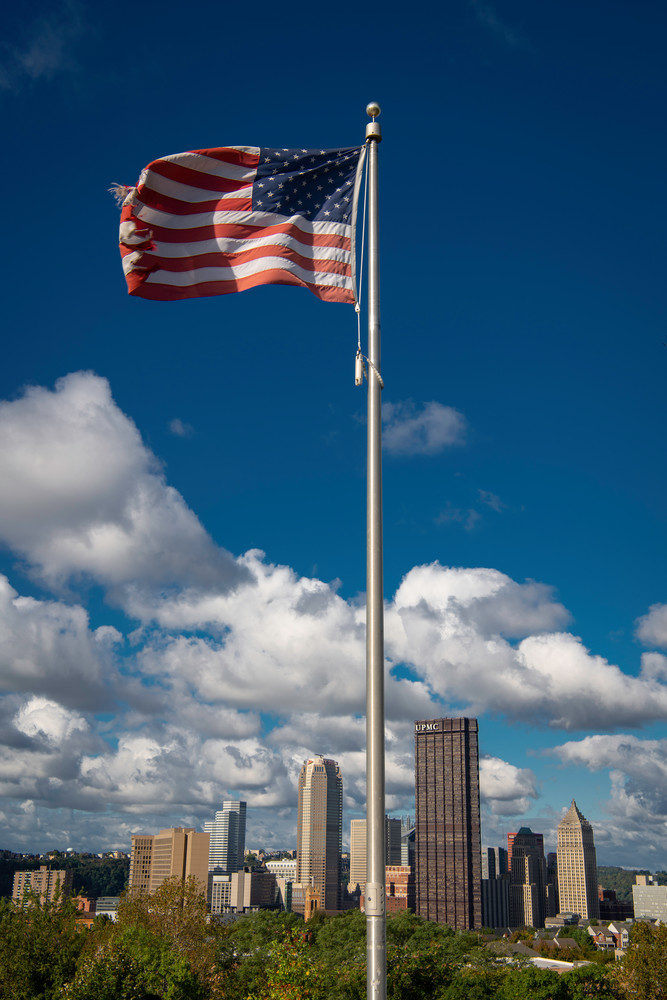 American Flag Always Pittsburgh Skyline Art Photo