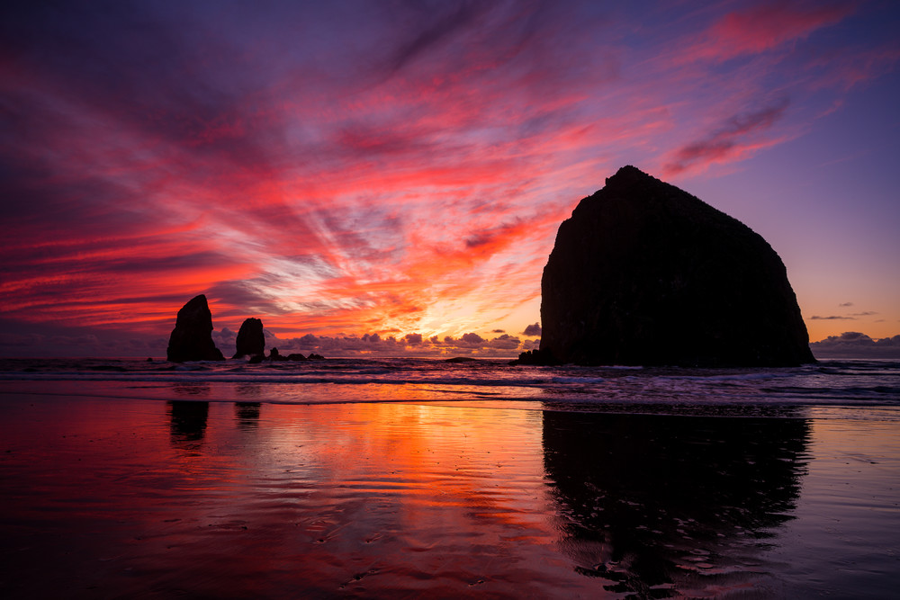 Sunset Reflections, Cannon Beach, Oregon, 2019