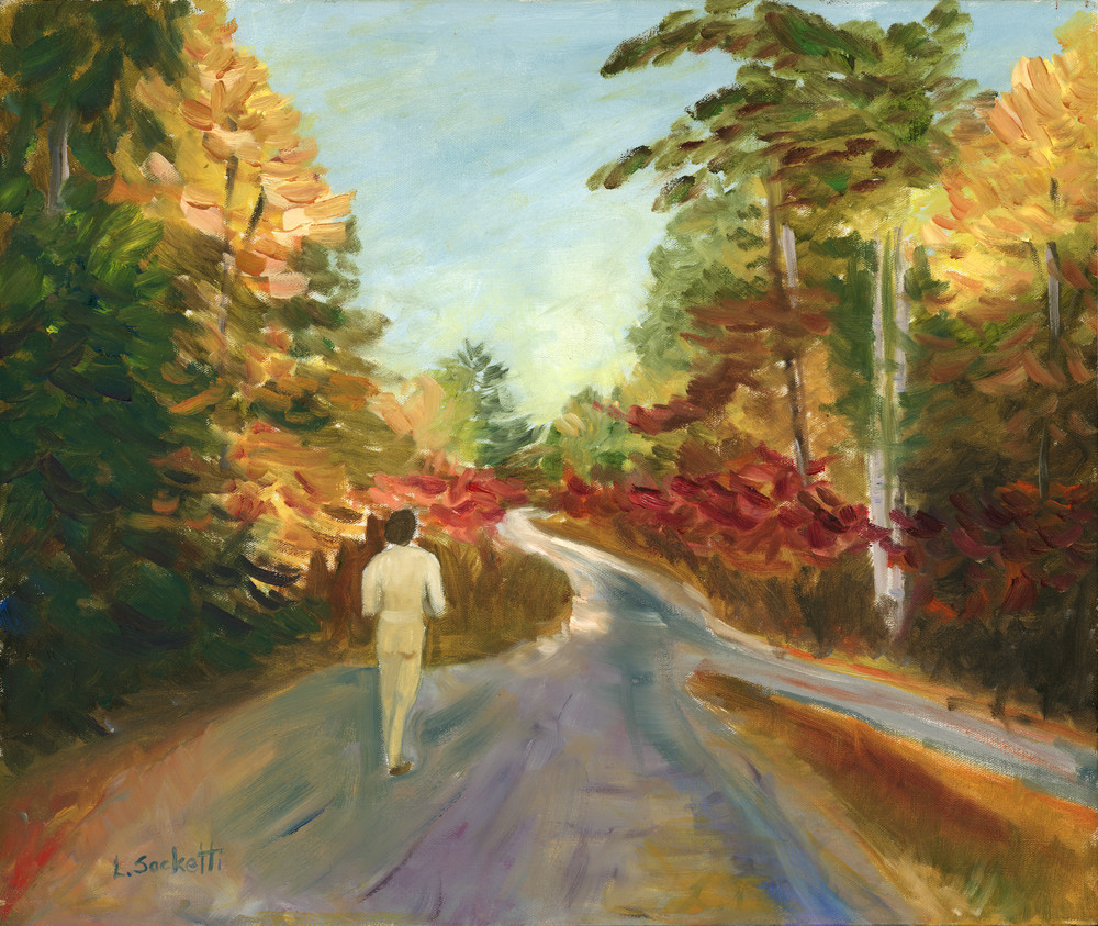 Walking down a country road, Bobcaygeon, Ontario, Canada.  Fine art prints and merchandise