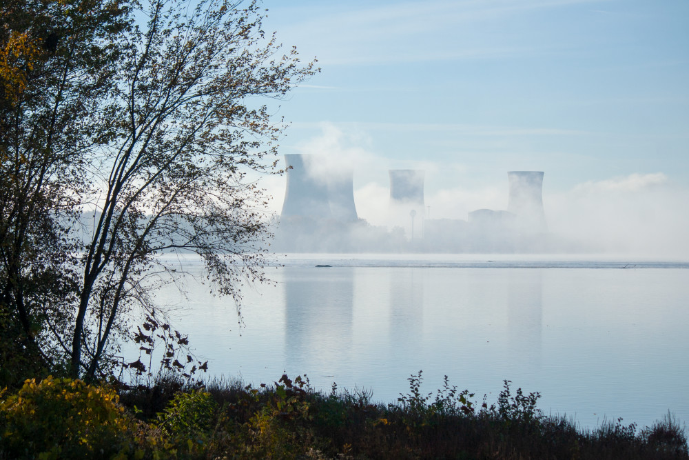 Misty Power Plant Photography Art | White Deer Photography 
