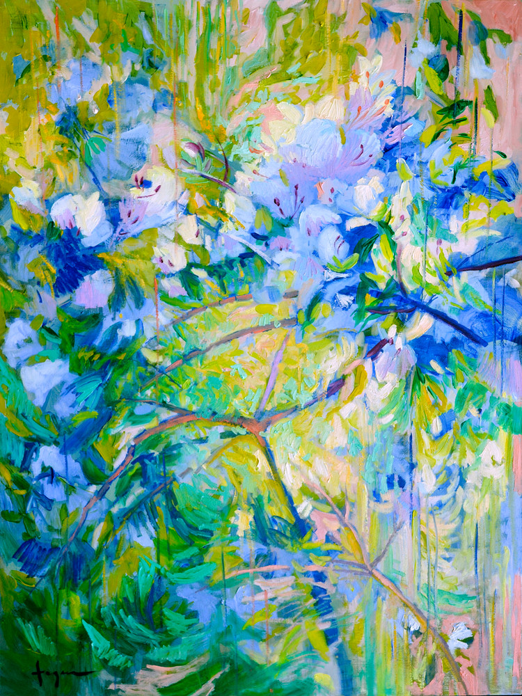 Blue Green Abstract Floral Art Print Canvas by Dorothy Fagan