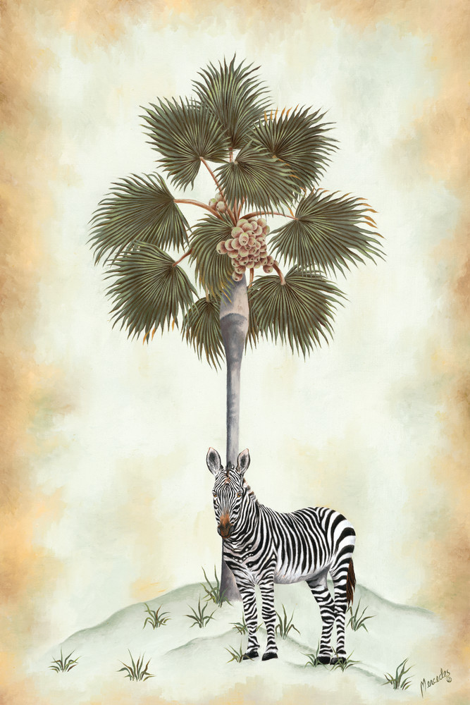 Zebra And Palm   Prints Art | Mercedes Fine Art