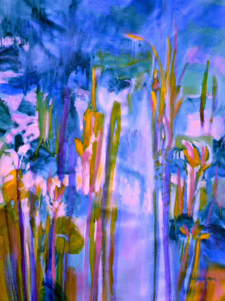 Oversize Water Lily Painting on Canvas by Dorothy Fagan