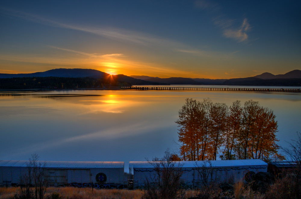 Lake Pend Oreille, 7B Photography, Long Bridge Train Sunset, Autumn Sandpoint Sunset, Idaho Sunset 