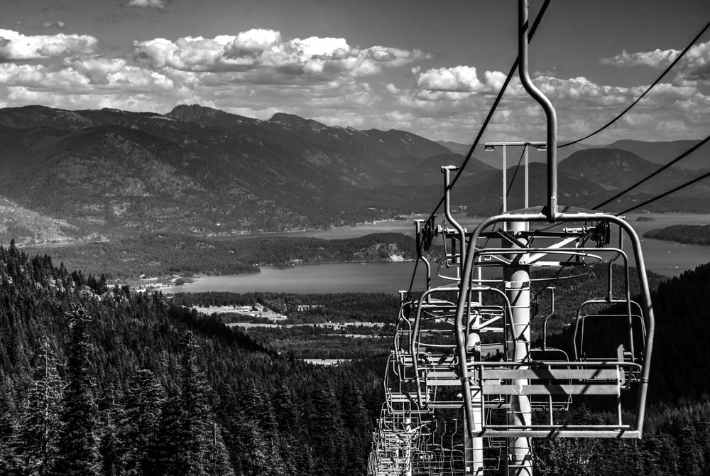 7B-Photography - Sandpoint Photography Black & White Musical Descent Lake Pend Oreille View from Schweitzer by 7B Photography