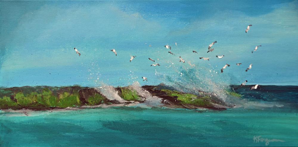 Original acrylic seascape expressionist painting texas gulf coast