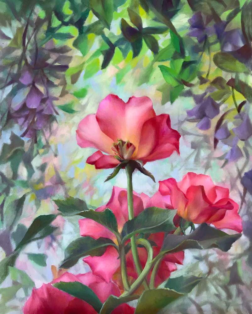 Pink Roses And Arbor Art | Nancy Tilles