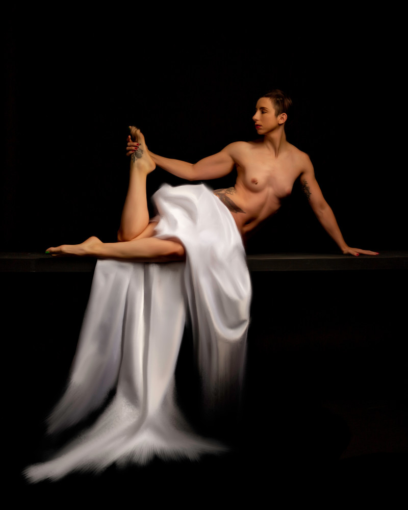 Eve with White Fabric, Twisted