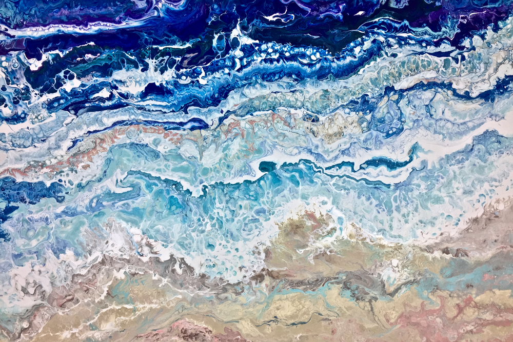 Deborah Younglao abstract painting with beach and waves