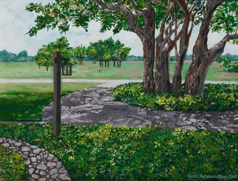 Under The Shade Tree, Fredericksburg, Texas Art | Karla Roberson Man, Fine Art and Illustration