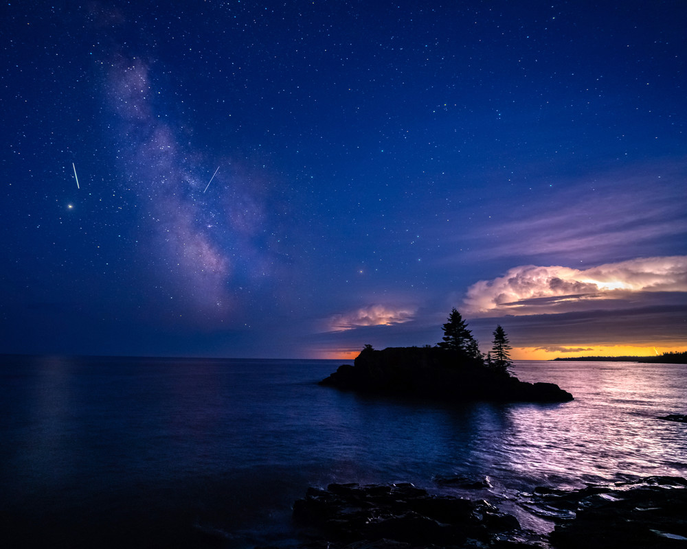 Perseid Meteors Milky Way And A Thunderstorm At Hollow Rock Photography Art | William Drew Photography Perseid Meteors Milky Way And A Thunderstorm At Hollow Rock Photography Art | William Drew Photography