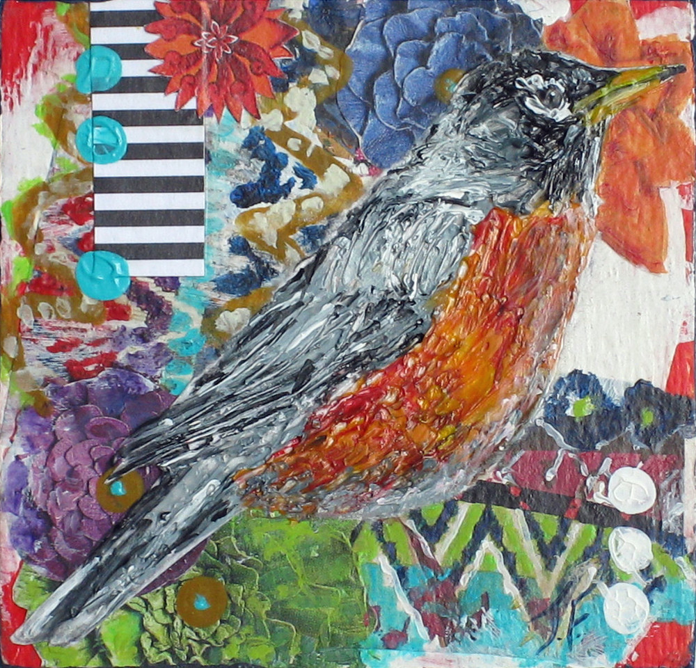 Print Of "Robin On Multicolor" Art | Jennifer Ferris