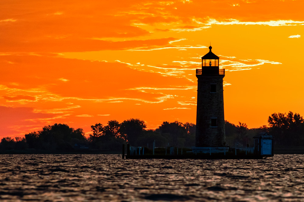 Lake St. Clair River Lighthouse Pastel Sunrise - Michigan fine-art photography prints