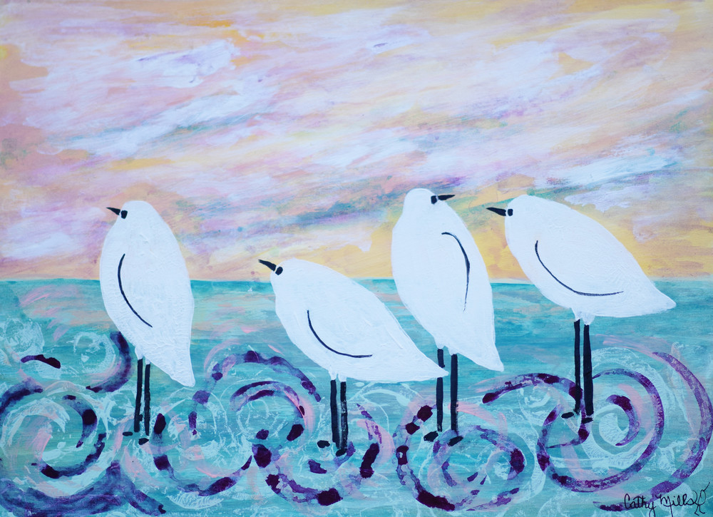 Purple Swirl Birds  Art | Cathy Bader Mills Fine Arts