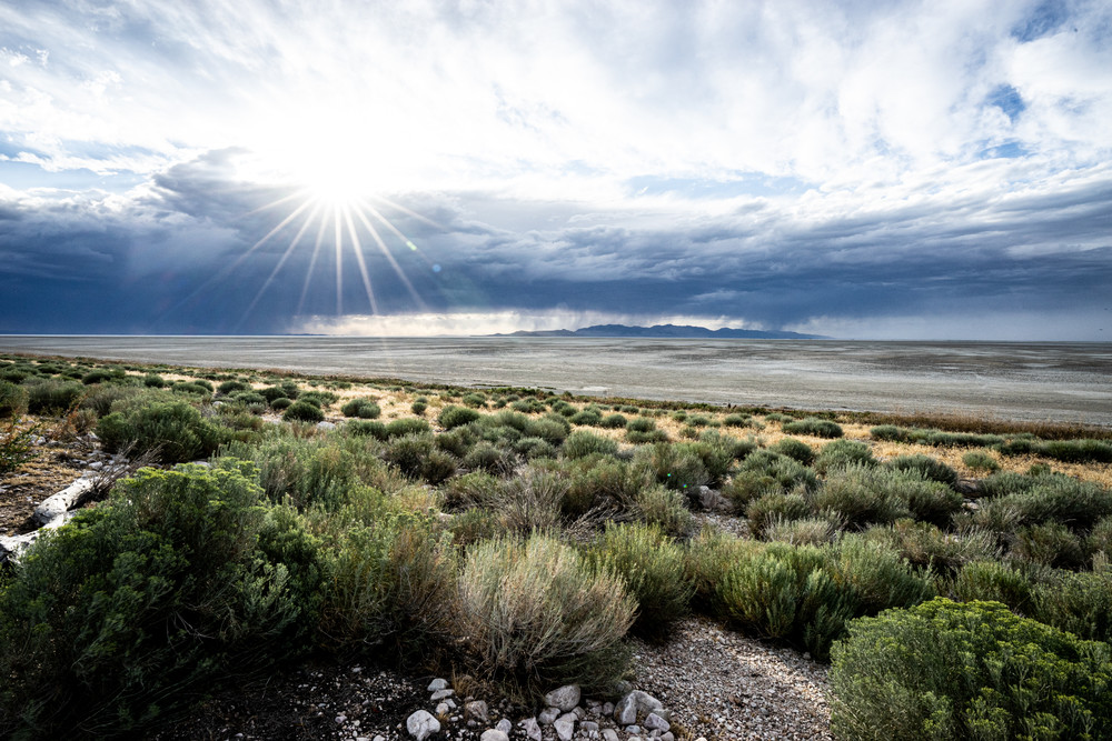 The Calm Before - A stormy sunset on Antelope Island in Utah photograph print The Calm Before - A stormy sunset on Antelope Island in Utah photograph print