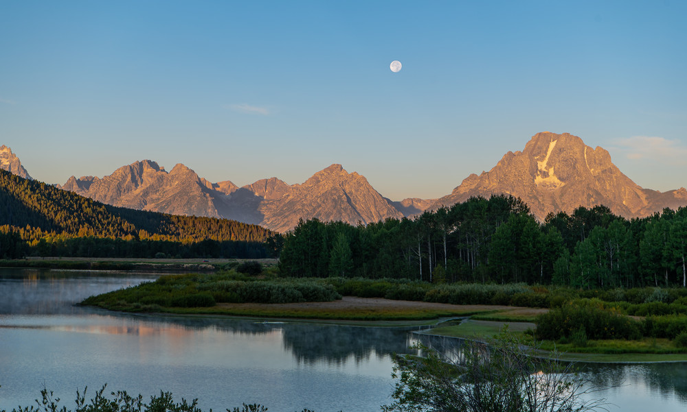 Sunrise Moonset Over The Tetons Photography Art | Justin Parker Nature Photography