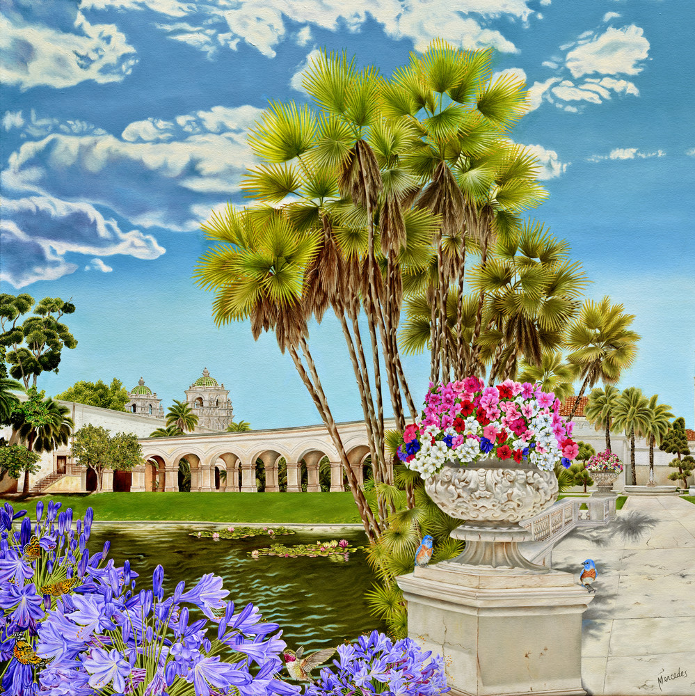 Balboa Park ~ Centennial Tribute   The Lily Pond And The Domes Of Casa Del Prado   Prints Art | Mercedes Fine Art