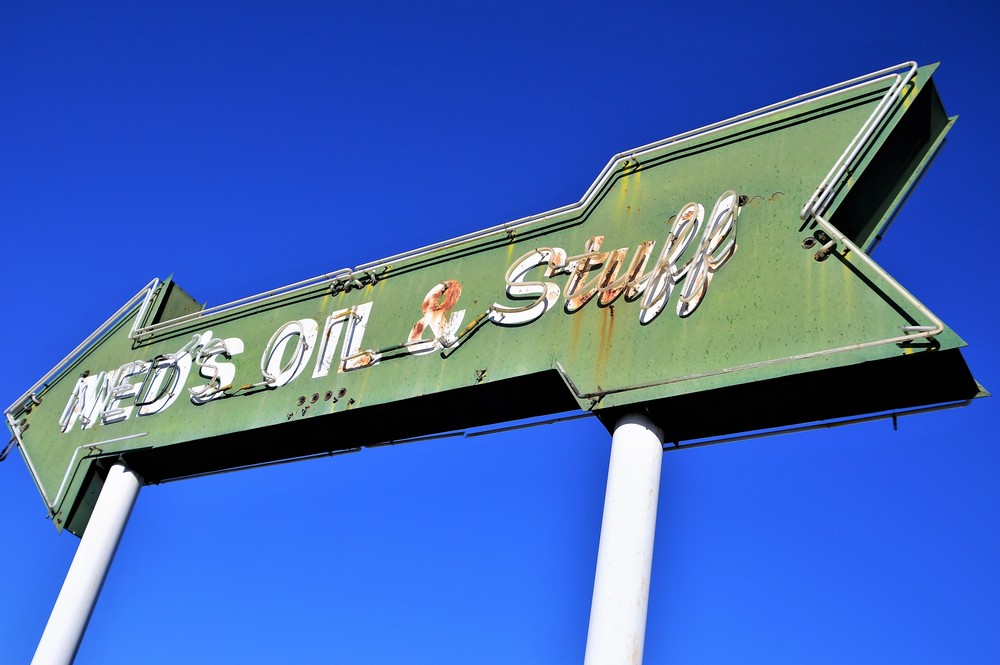 Ned Has Oil and Stuff Route 66 Neon Sign
