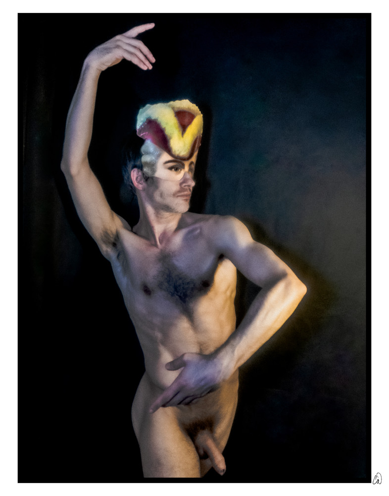 male nude masked ballet dancer print