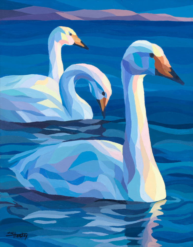 Reproductions from "Swans at Sundown, an original 11x14 acrylic on canvas.