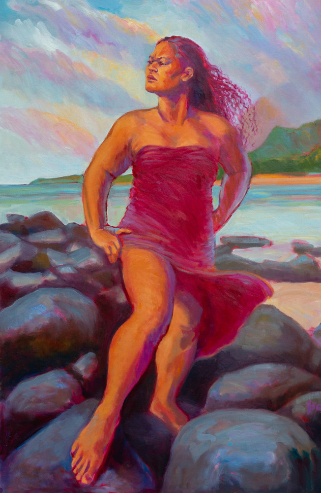 Isa Maria Art Magic - oil painting portraits of Hawaii goddesses and mermaids - Kealia Dawn