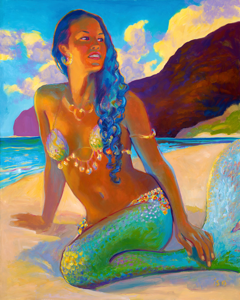 Isa Maria Art Magic - paintings, prints - Hawaii goddesses - Polihale Mermaid