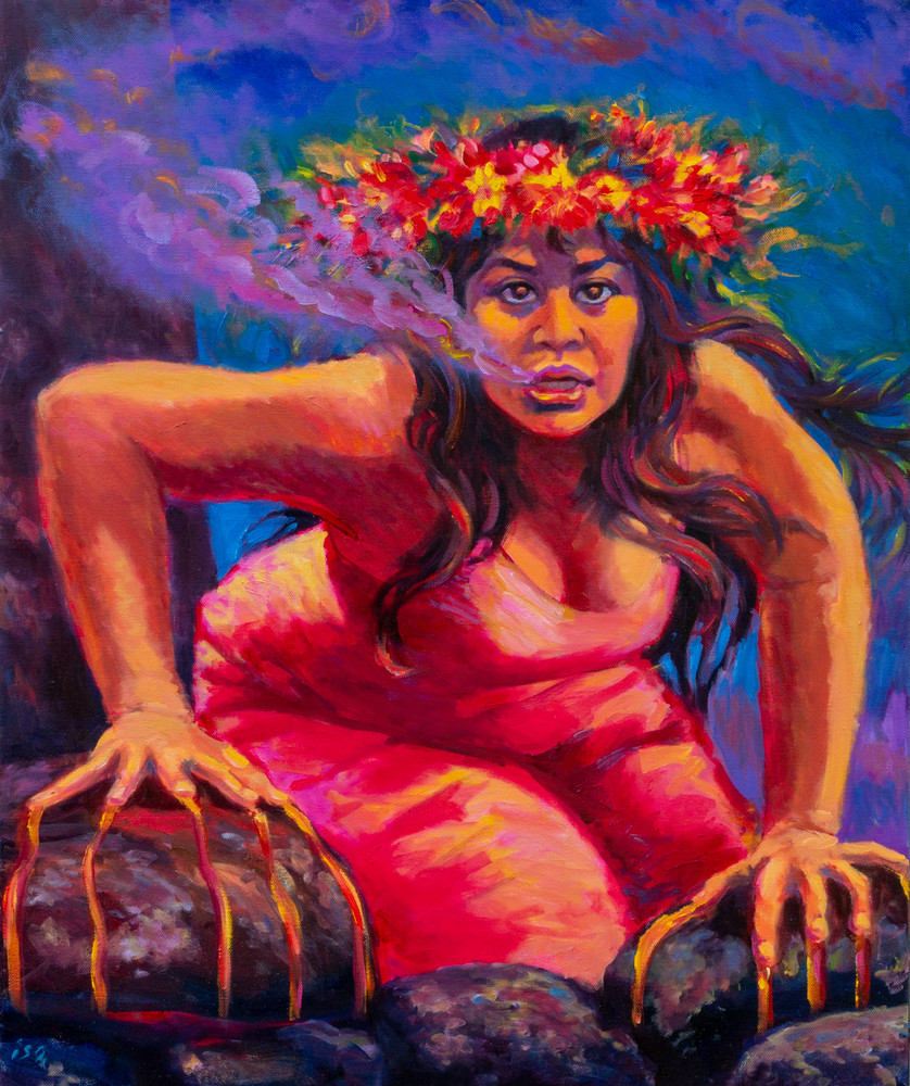 Isa Maria paintings, prints - Hawaii, goddesses, portraits - Pele Rises Again