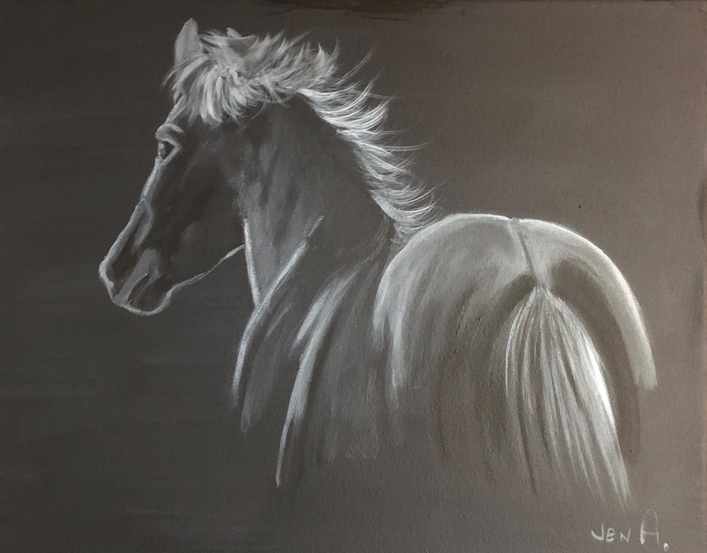 Open edition print of a horse titled”look in the shadows”
