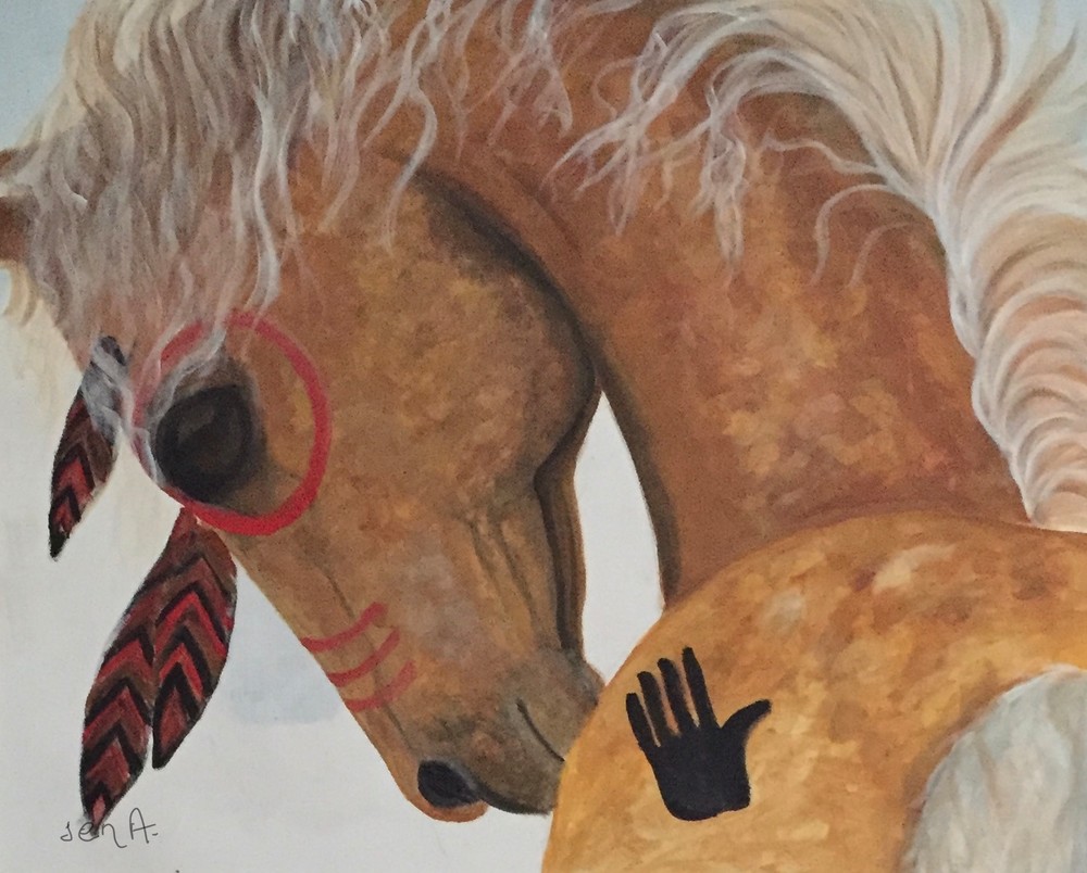 Warrior  a war horse painting availabile as a print 


