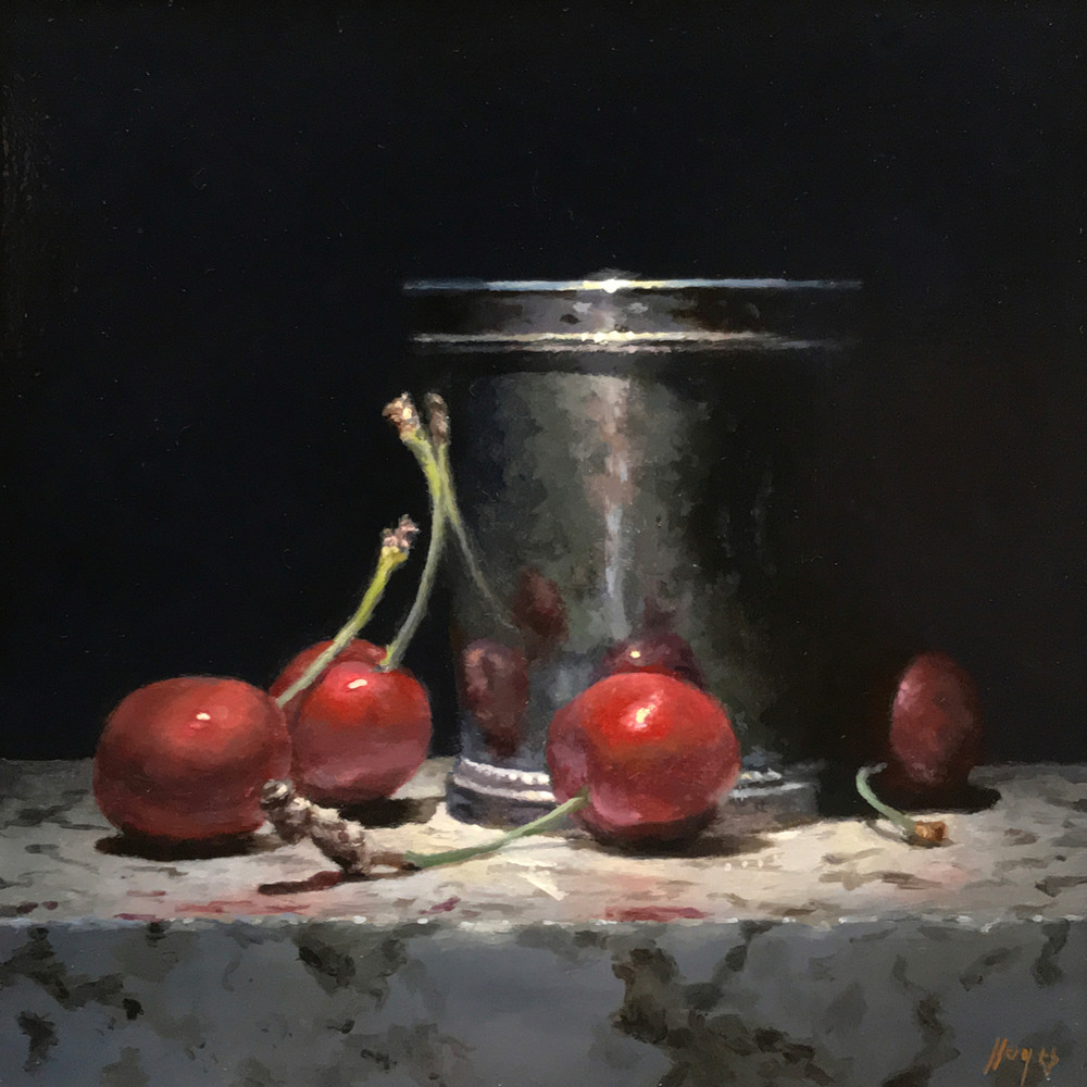 Red Cherries, Silver Cup Art | Jeff Hayes Fine Arts