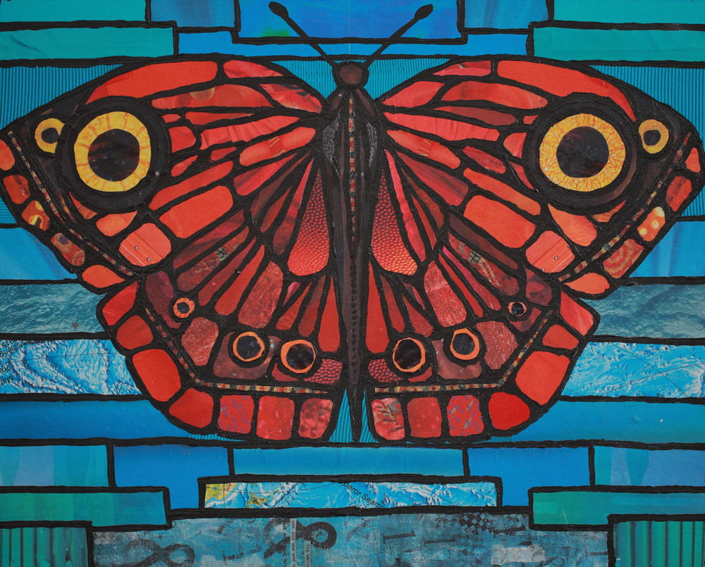 Red Butterfly On Turquoise Art | angelakriel