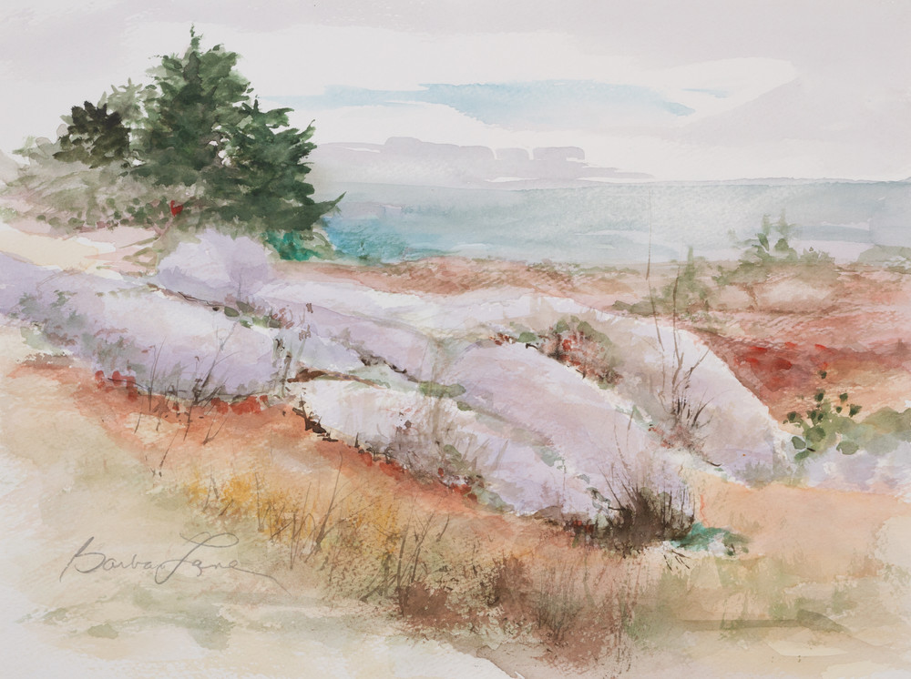 Maine Coastal Landscape Watercolor Painting