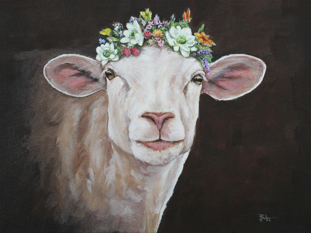ewe with a crown of flowers
