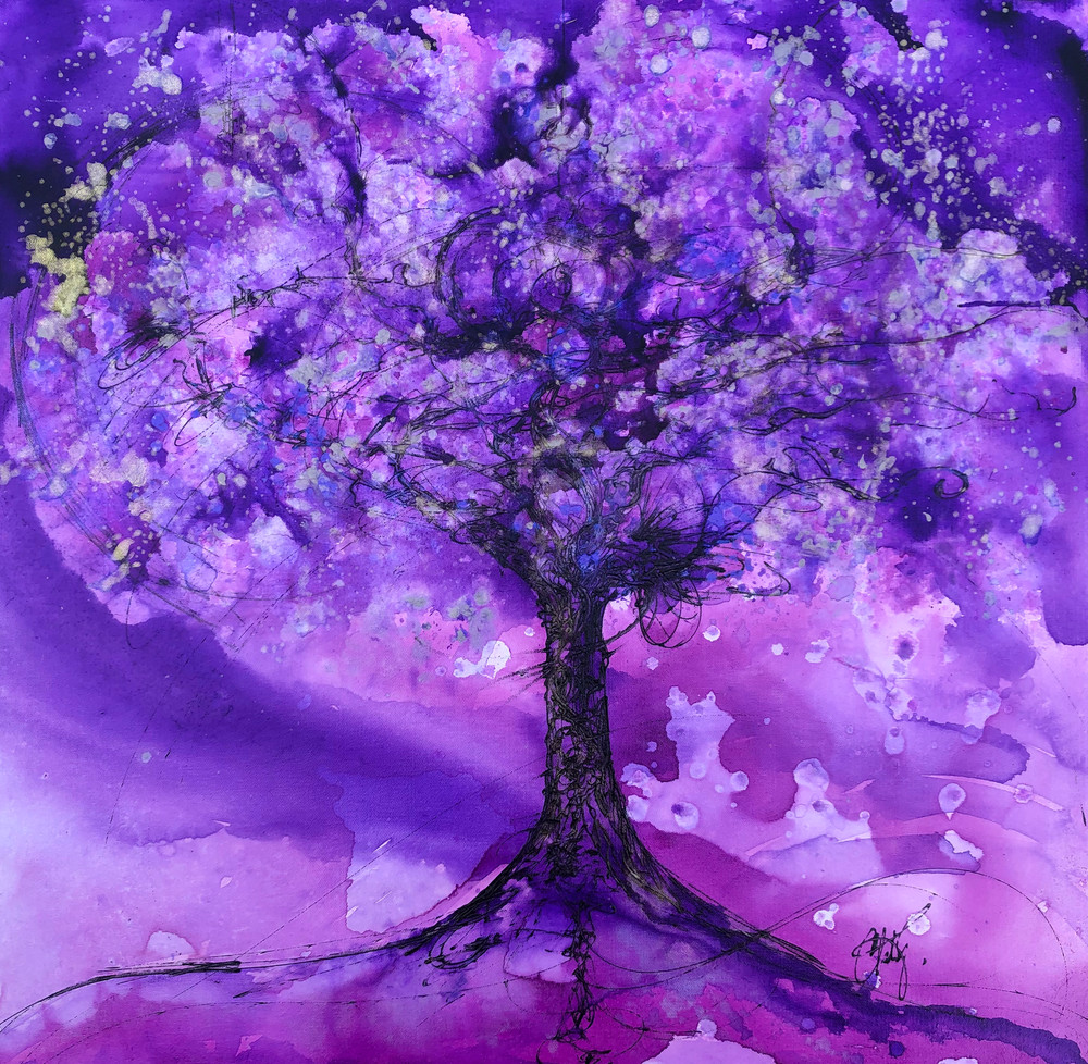 Purple Shift Green Tree Art Art | Christy! Studios