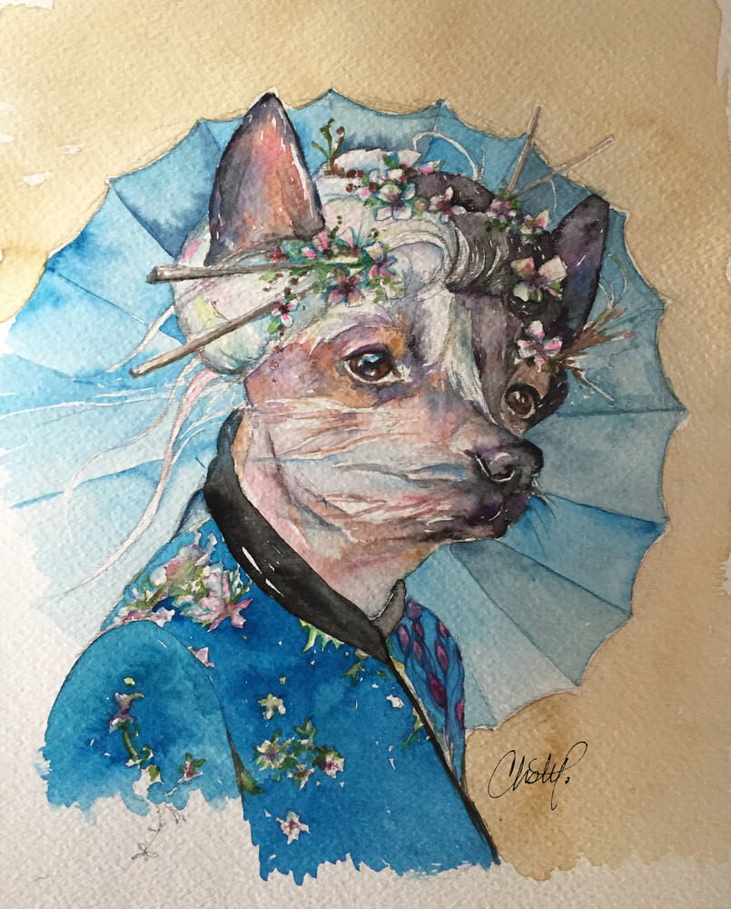 Toula Chinese Crested Steampunk Pup Art | Christy! Studios