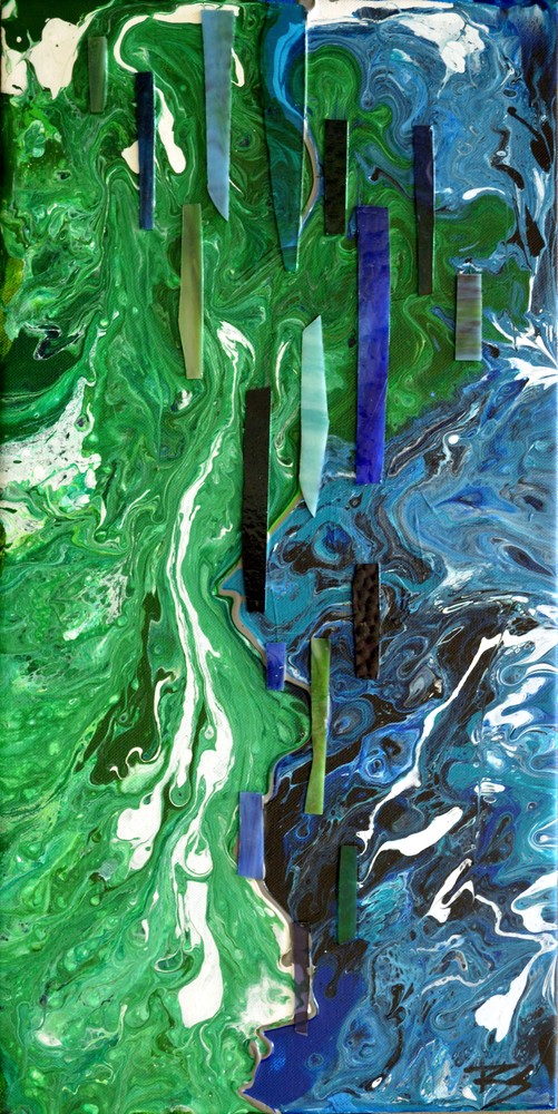Blue And Green Ying Yang Abstract Art | RSchaefer Art