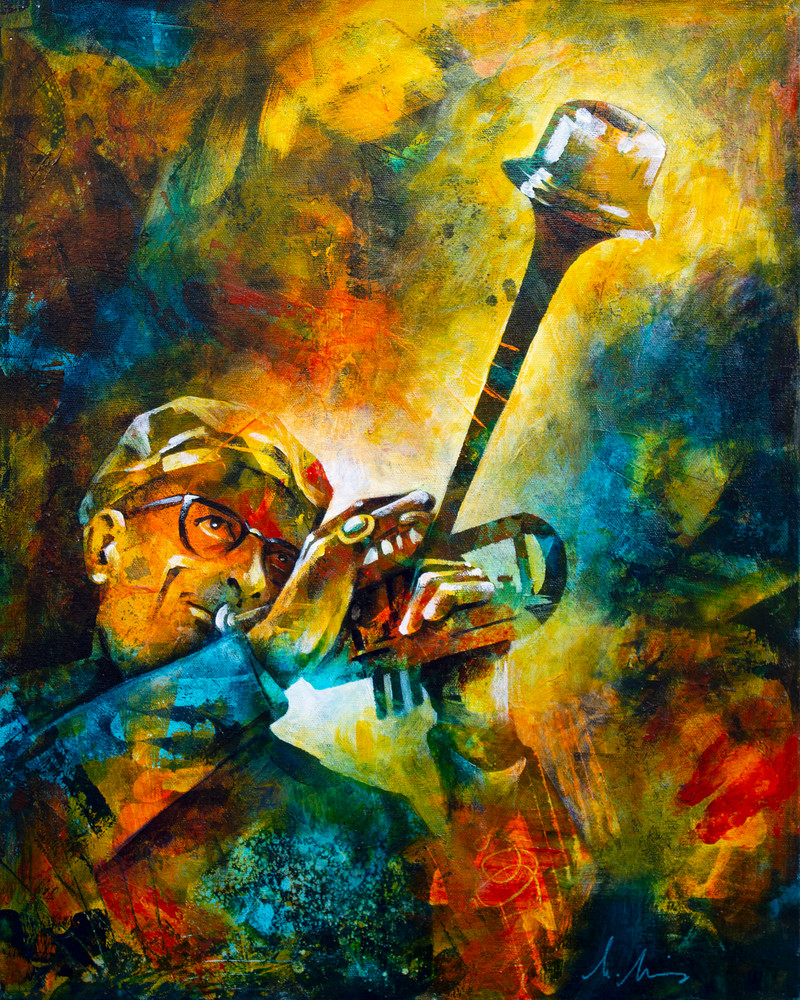 Fine art print of jazz musician Dizzy Gillespie 