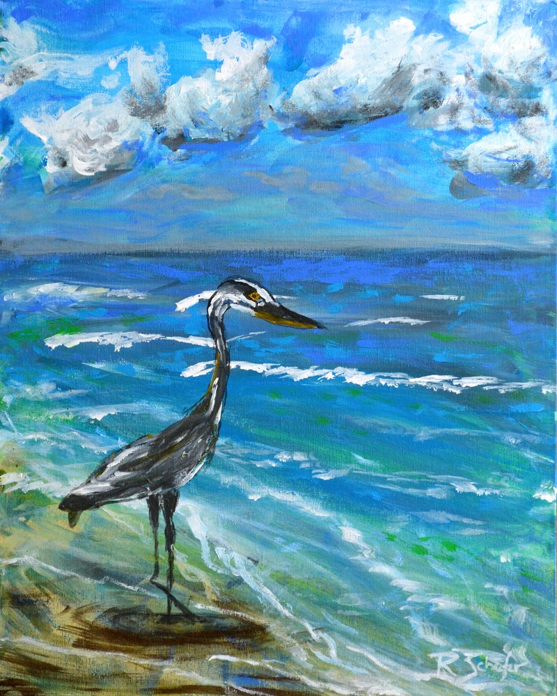 Crane On The Beach Art | RSchaefer Art