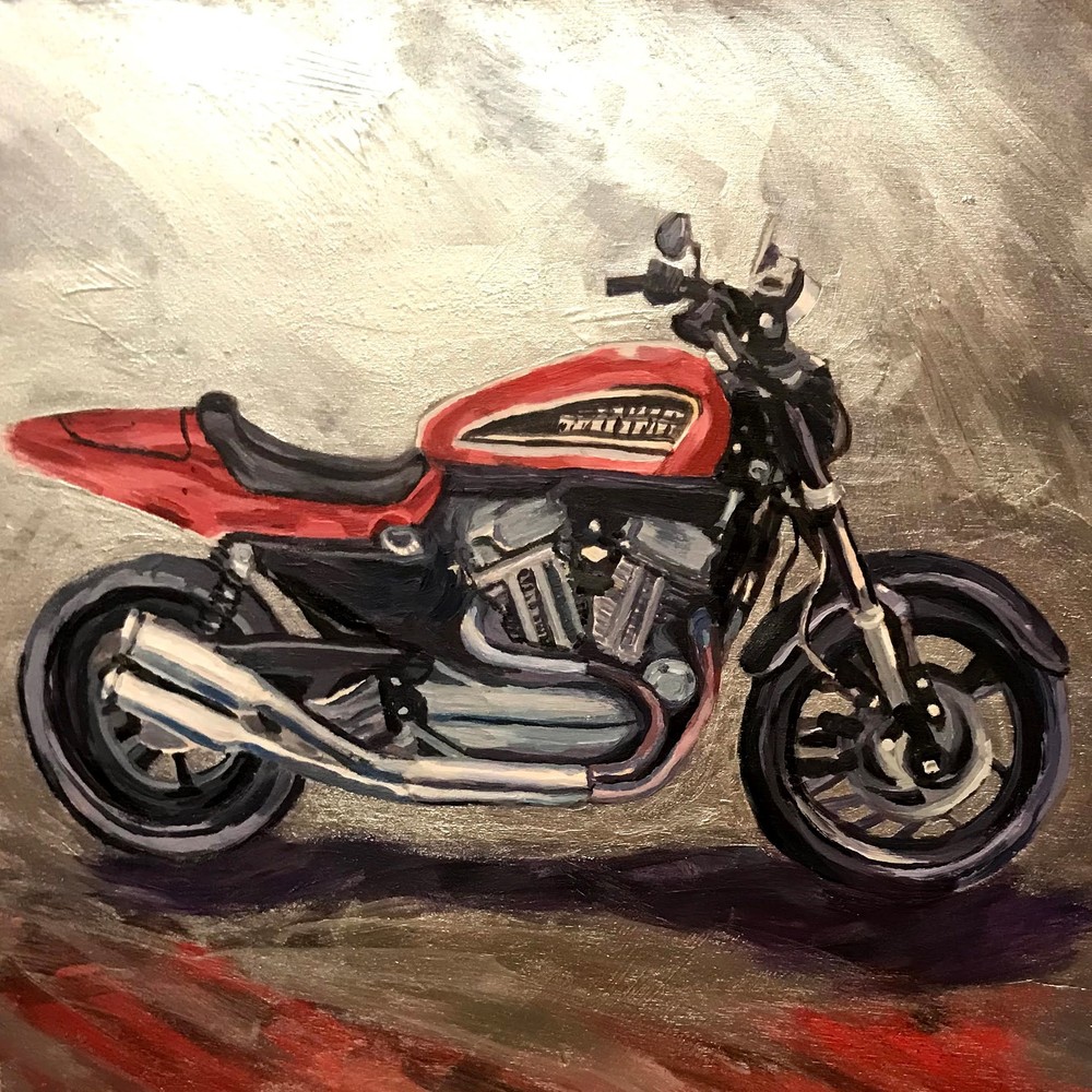 Harley art print in black, red and silver