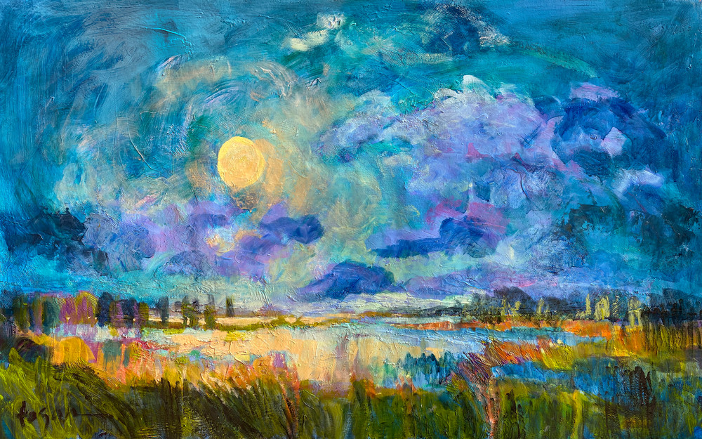 Oversize Moon Rise Painting, Canvas Art Print by Dorothy Fagan