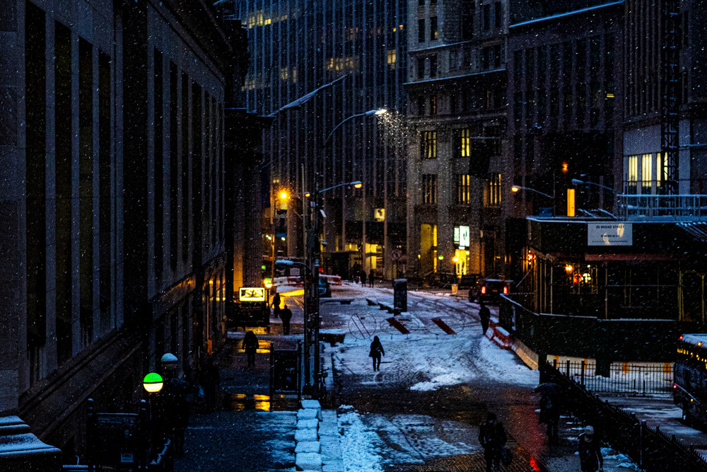 Night Snow On Broad Street Photography Art | LenaDi Photography LLC