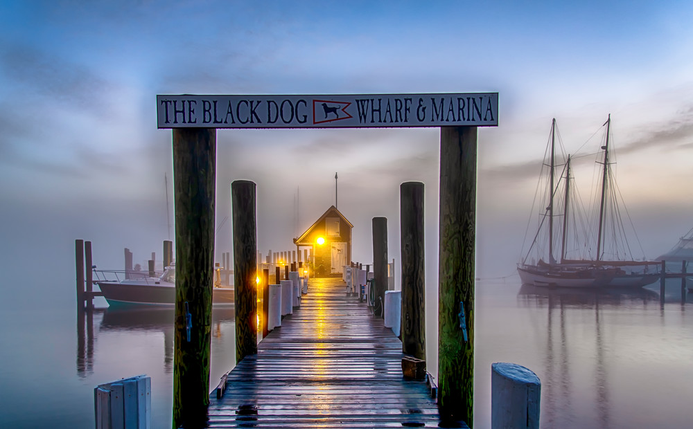 Black Dog Dock Foggy Morning Art | Michael Blanchard Inspirational Photography - Crossroads Gallery