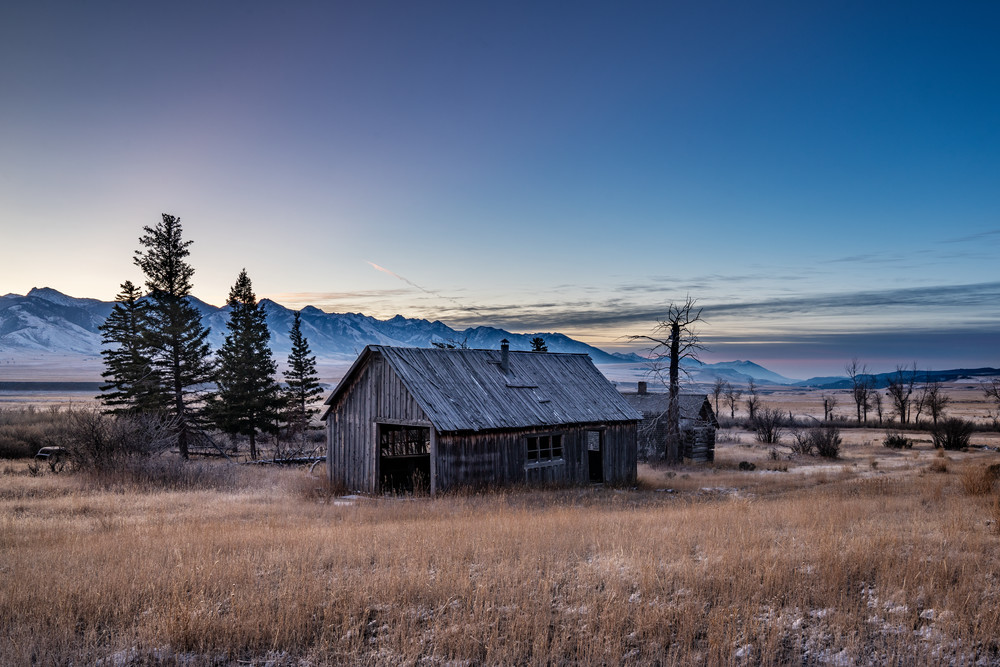 Montana Cabin Predawn Photography Art | Dave White Photo