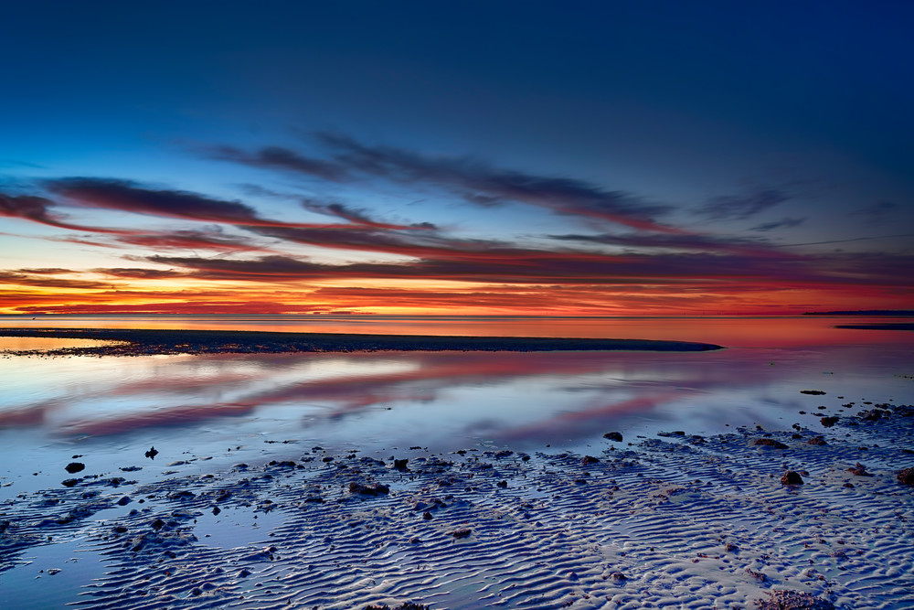 Low Tide Winter Sunrise At Mashes Sands Beach, Florida Photography Art | Distant Light Studio
