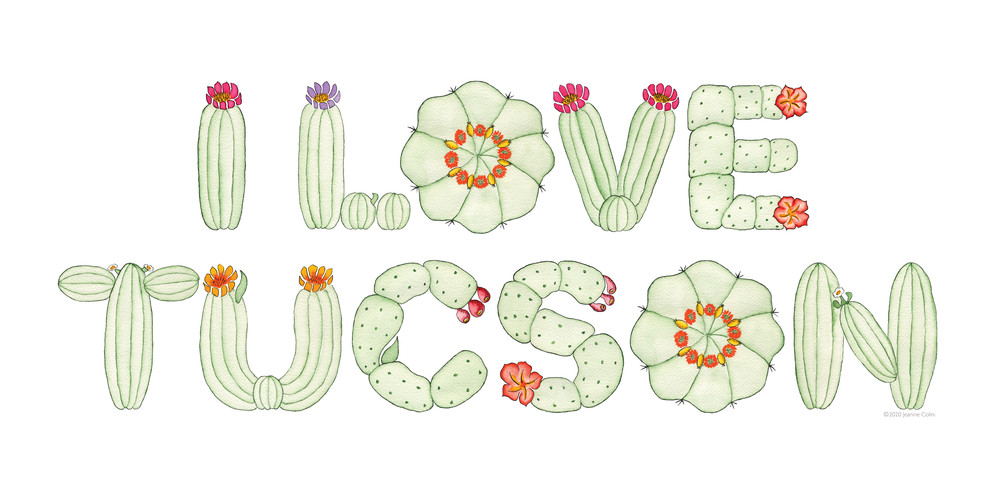 I Love Tucson 16 X8 Ato Z Cactus Print Art | Jeanine Colini Design Art