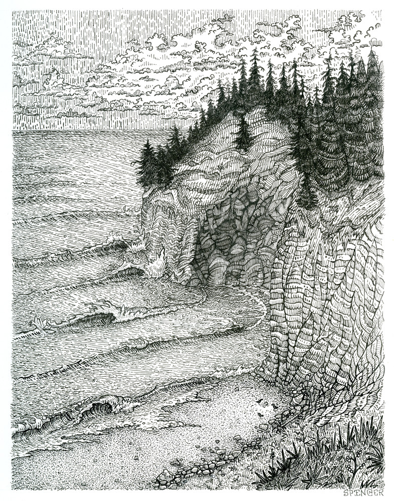 3+6+0 Original Pen and Ink Illustration by artist Spencer Reynolds