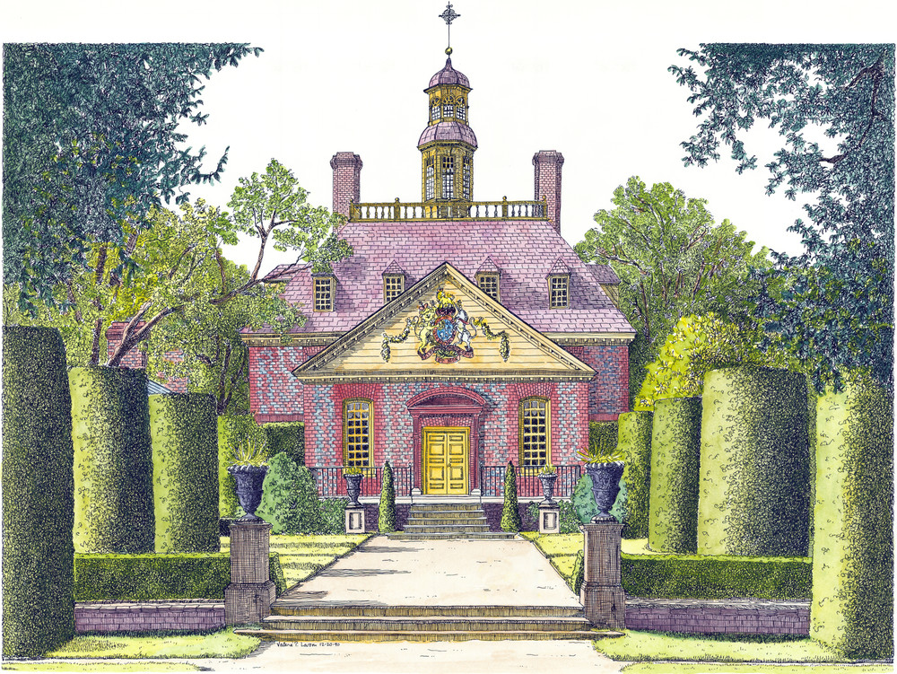 Governor's Palace, Williamsburg (Pen And Ink, Watercolor) Art | Valerie Larson Art & Design